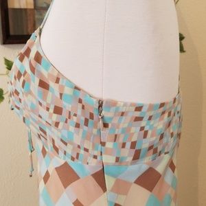 Izabella Multicolor Patchwork Patterned Bodycon Spaghetti Strap Maxi Slip Dress